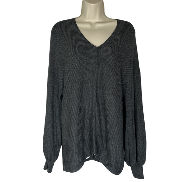 1. State gray ribbed sweater size L - Picture 1 of 7